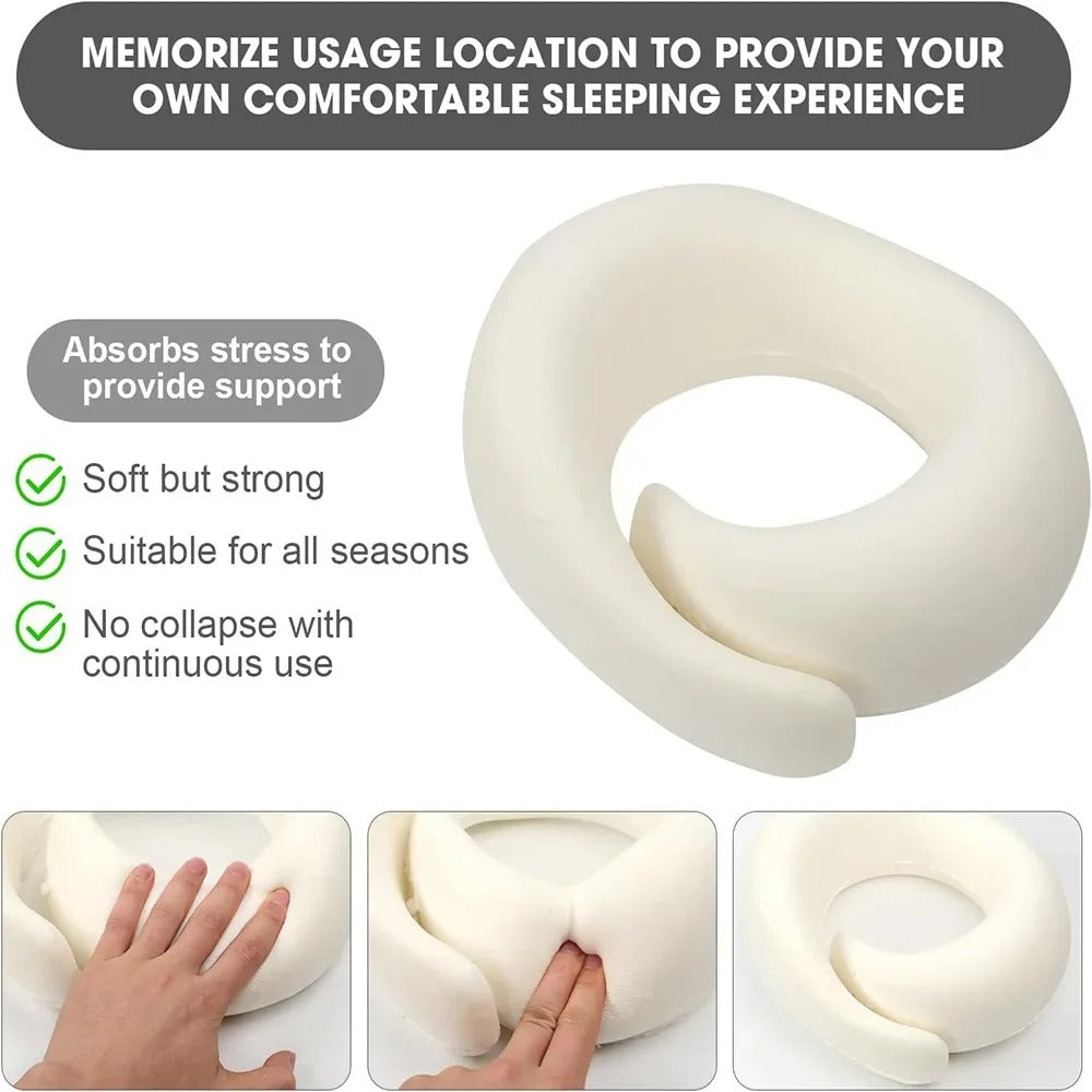 Memory Cotton U-Shaped Travel Pillow with Storage